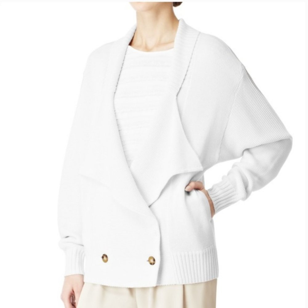 REISS Lukie Knitted Ivory White Cardigan